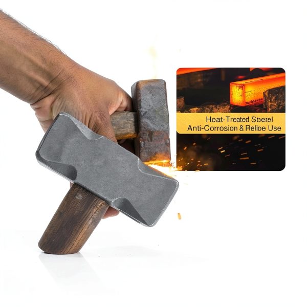 Sixcow Blacksmith Hammer Carbon Steel Square Head Forging-4