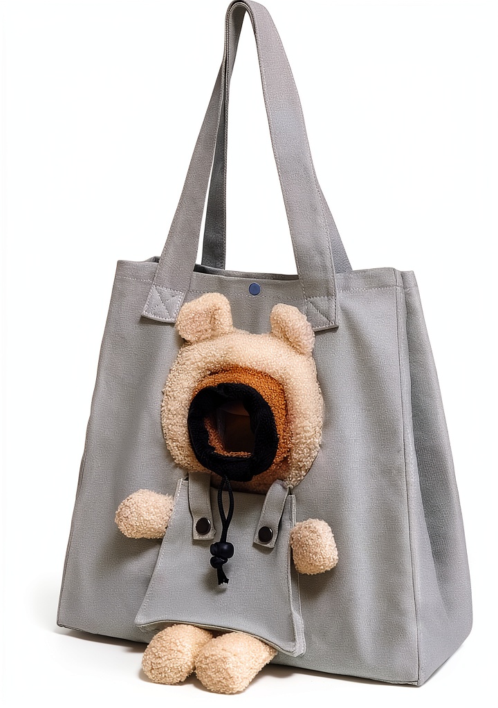 UFRITAN Pet Canvas Shoulder Bag in lion design on a person's shoulder
