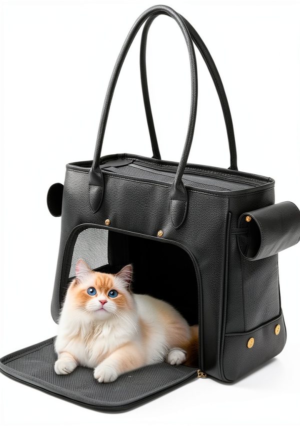 Minsong Pet Carrier Durable PU Leather Soft Sided Design-4