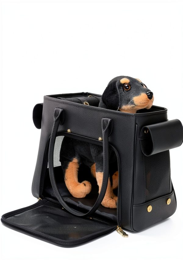 Minsong Pet Carrier Durable PU Leather Soft Sided Design-3