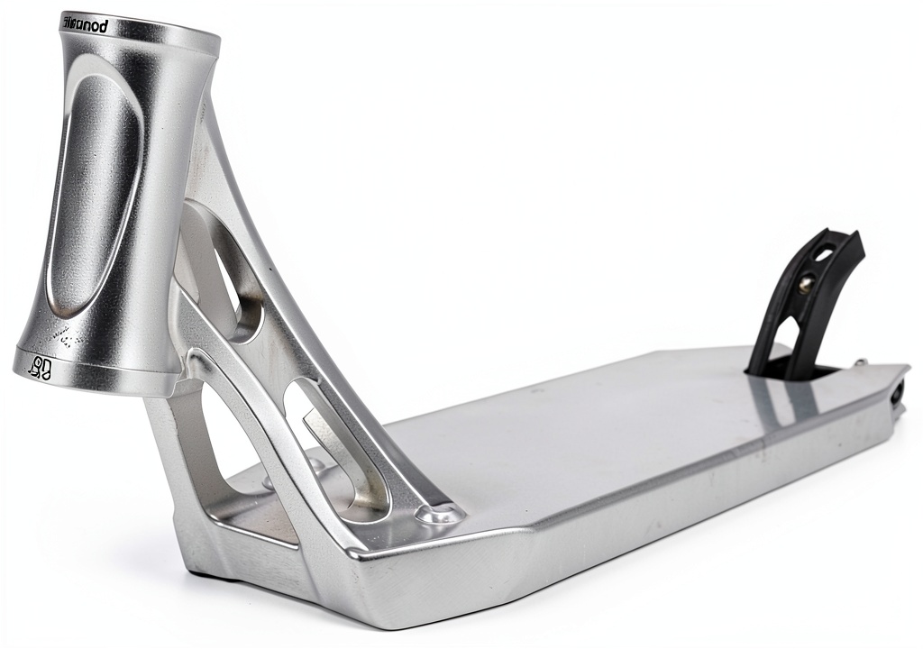 Ethic Vulcain Raw scooter deck being used on an urban sidewalk