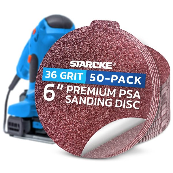 Starcke Sand Paper 6 Inch PSA Sanding Discs 50 Pack 36 Grit Premium-0