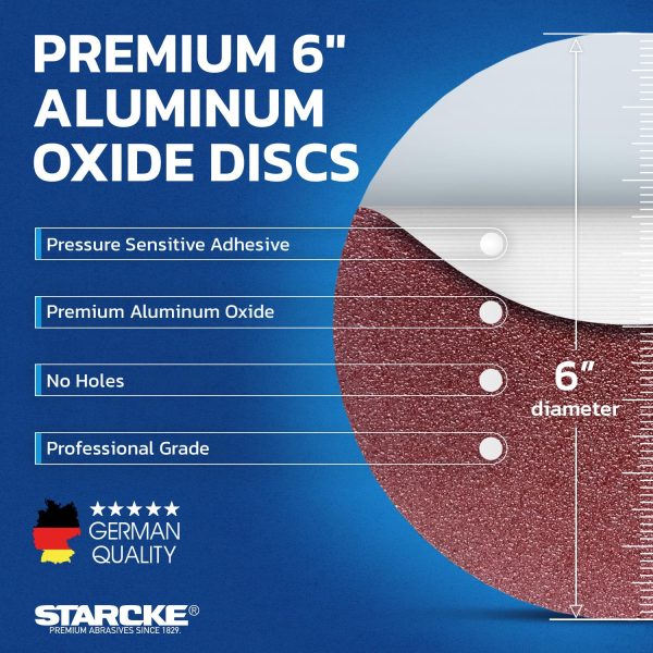Starcke Sand Paper 6 Inch PSA Sanding Discs 50 Pack 36 Grit Premium-2
